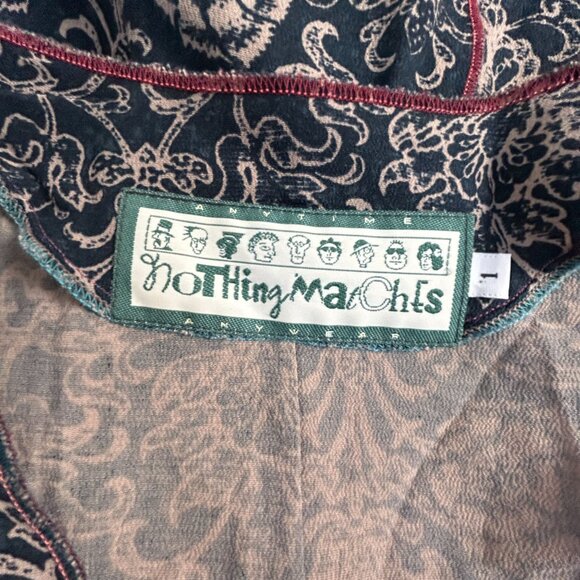 Nothing Matches Womens Mixed Fabric Wrap Tie-Front Top Size 1 Blue Floral Boho - Picture 3 of 8